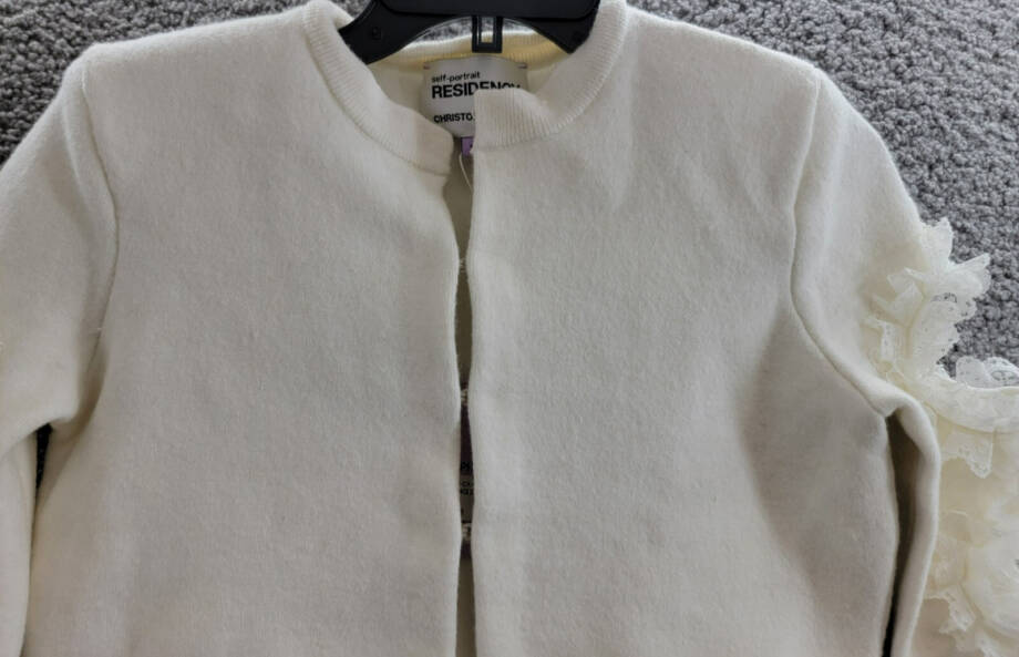 Self-Portrait x Christopher Kane Wool Blend Cut Out Lace Trim Cardigan Womens XS