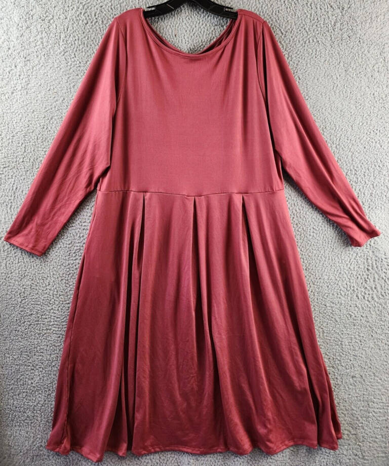 24seven Comfort Apparel Plus Fit And Flare Midi Dress Women's 2X Brick Pullover
