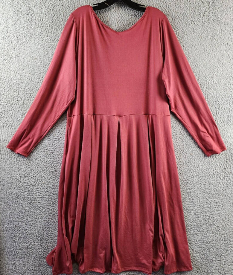24seven Comfort Apparel Plus Fit And Flare Midi Dress Women's 2X Brick Pullover