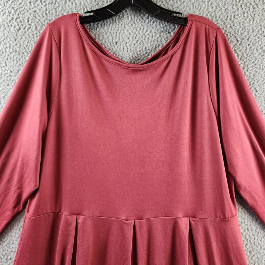 24seven Comfort Apparel Plus Fit And Flare Midi Dress Women's 2X Brick Pullover