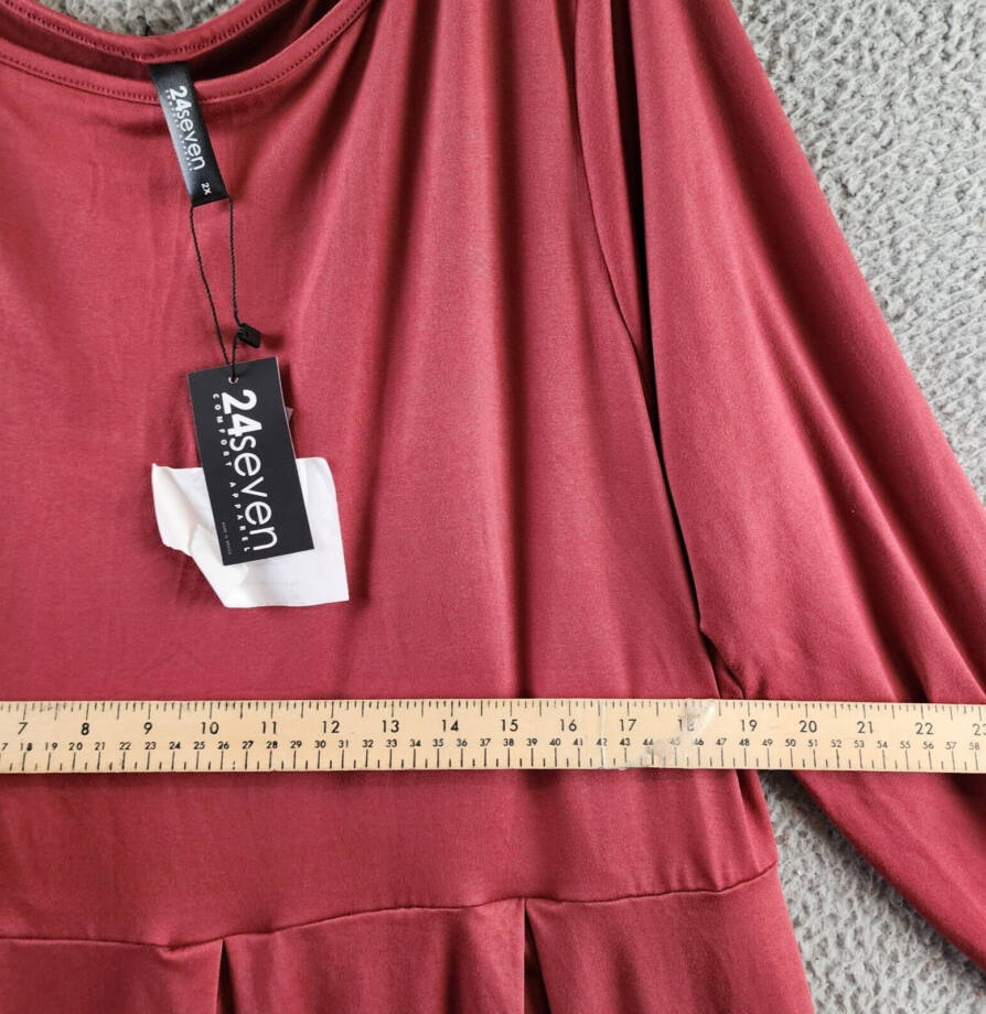 24seven Comfort Apparel Plus Fit And Flare Midi Dress Women's 2X Brick Pullover
