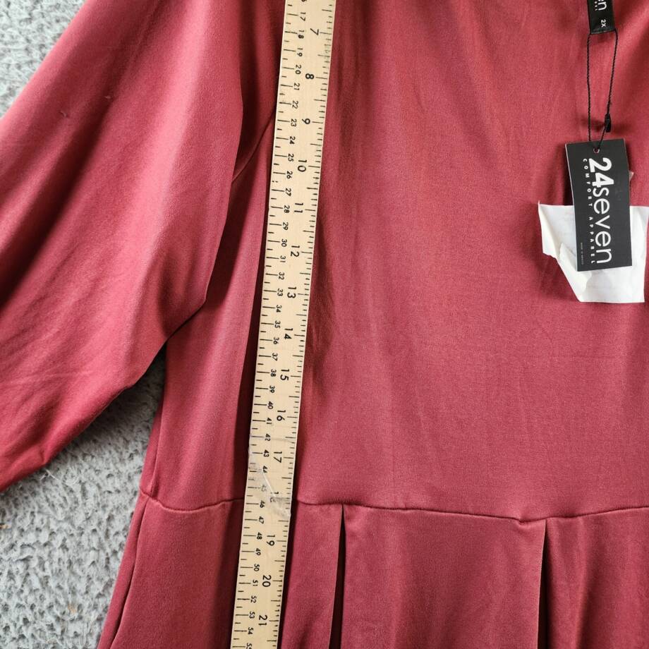 24seven Comfort Apparel Plus Fit And Flare Midi Dress Women's 2X Brick Pullover