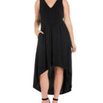 24seven Comfort Apparel Plus Size High Low Maxi Dress Women's 3X Black Pullover~