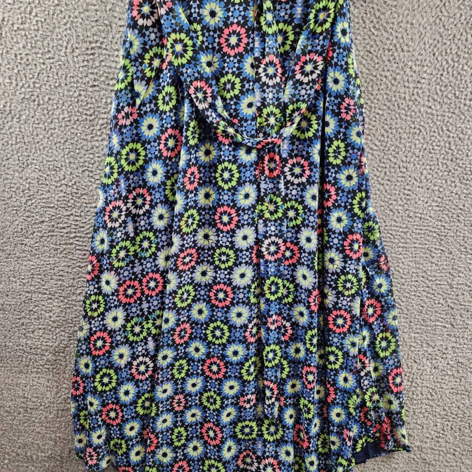 NY Collection Petite Sleeveless Belted Chiffon Maxi Dress Women's PS Blue Multi