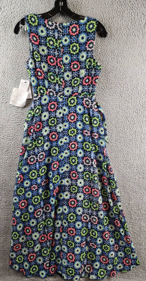 NY Collection Petite Sleeveless Belted Chiffon Maxi Dress Women's PS Blue Multi