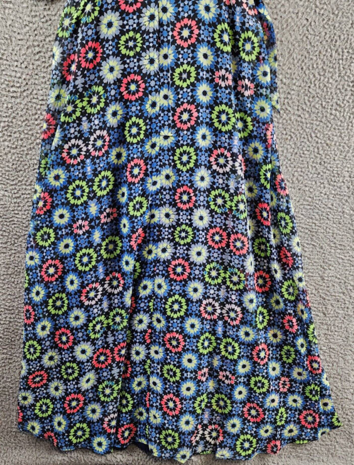 NY Collection Petite Sleeveless Belted Chiffon Maxi Dress Women's PS Blue Multi