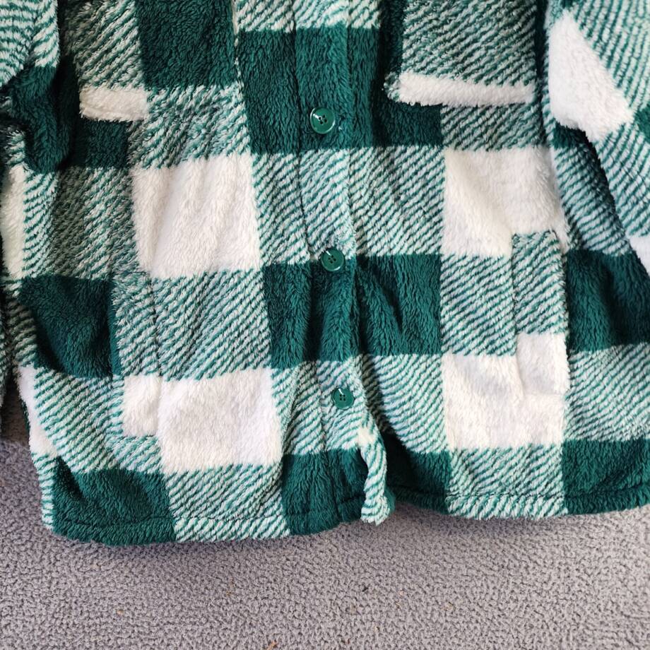 White Mark Plaid Shacket Women's 2XL Green/White Full Front Button Closure L/S