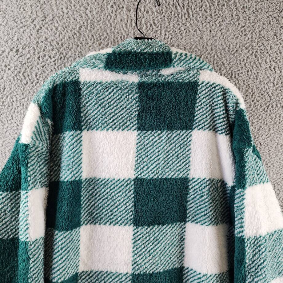 White Mark Plaid Shacket Women's 2XL Green/White Full Front Button Closure L/S