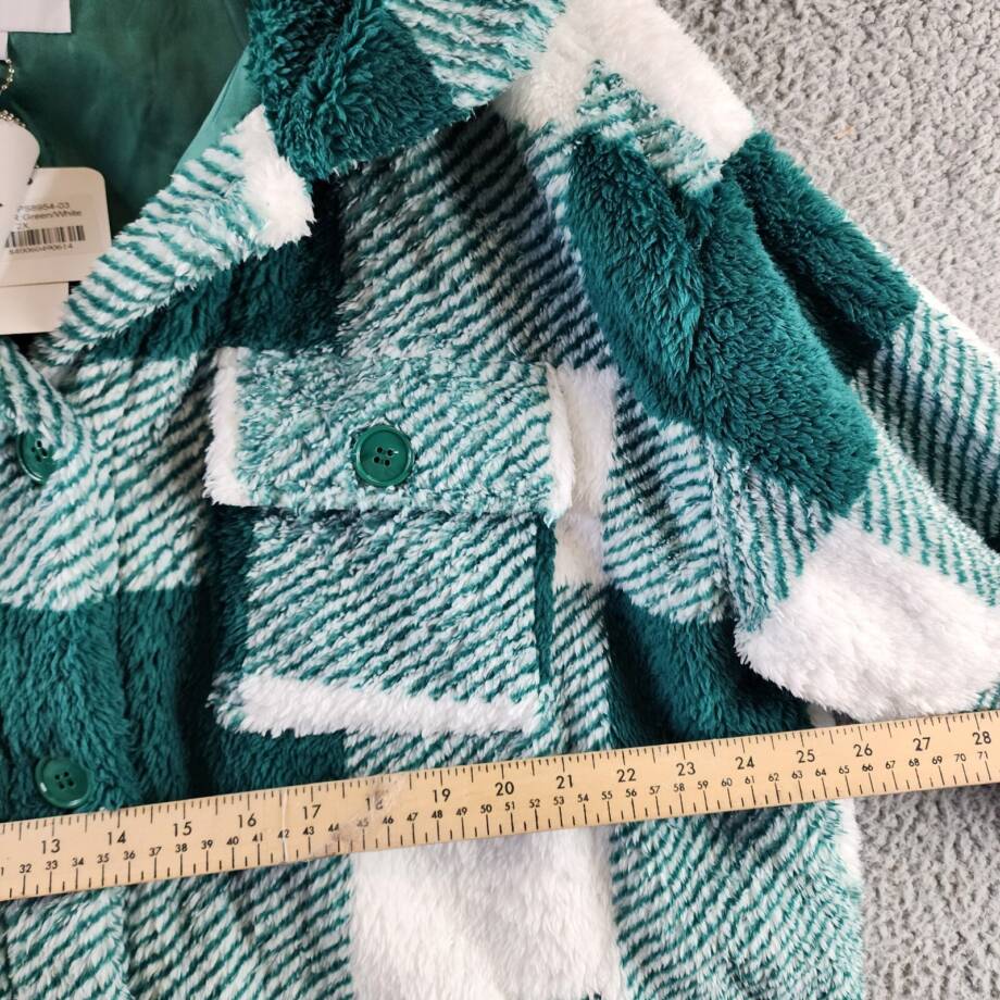 White Mark Plaid Shacket Women's 2XL Green/White Full Front Button Closure L/S