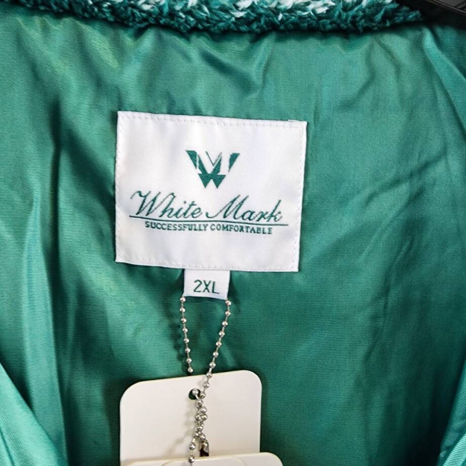 White Mark Plaid Shacket Women's 2XL Green/White Full Front Button Closure L/S