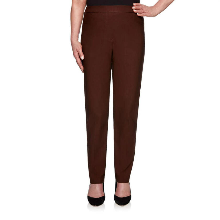 Alfred Dunner Petite Classic Allure Proportioned Pants Women's 14P Brown Pull On