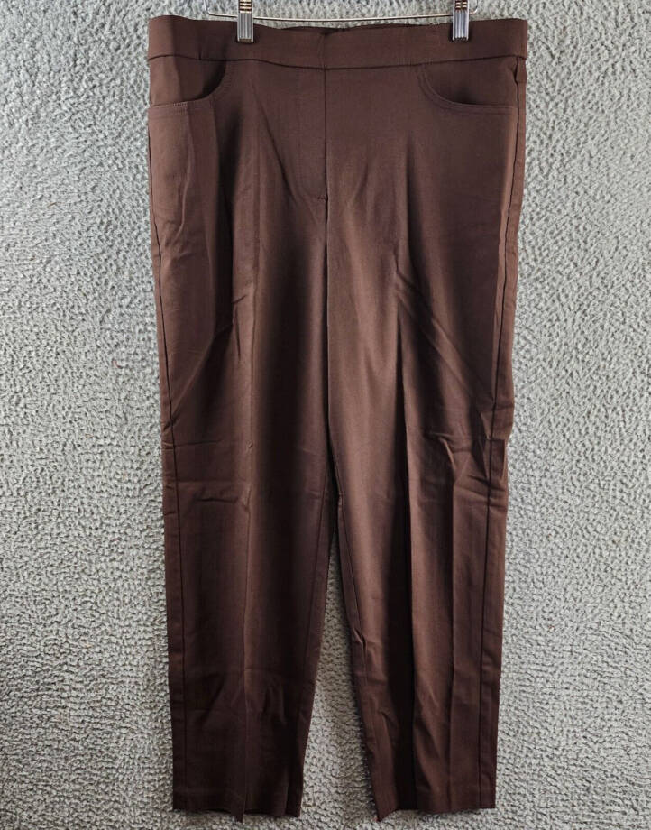 Alfred Dunner Petite Classic Allure Proportioned Pants Women's 14P Brown Pull On