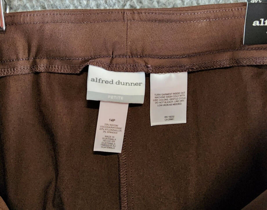 Alfred Dunner Petite Classic Allure Proportioned Pants Women's 14P Brown Pull On
