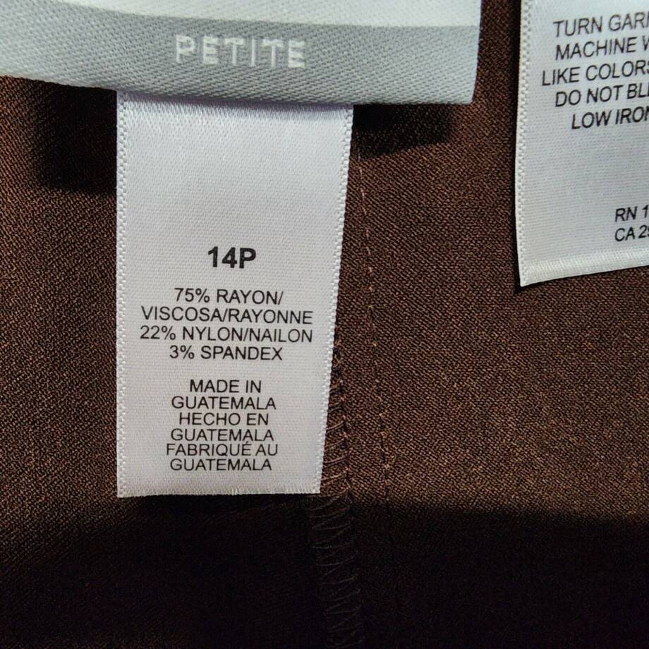 Alfred Dunner Petite Classic Allure Proportioned Pants Women's 14P Brown Pull On