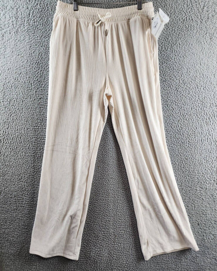 Champion Soft Touch Cord Drawstring-Waist Pants Women's S Natural Side Pockets