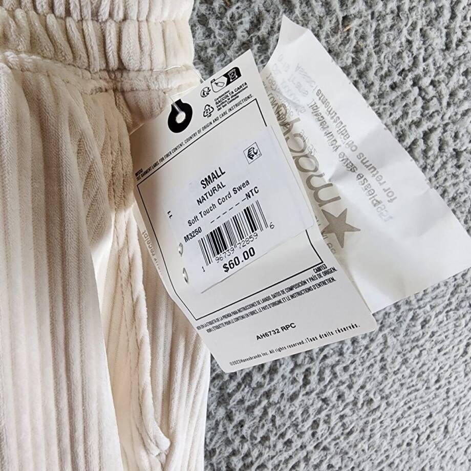 Champion Soft Touch Cord Drawstring-Waist Pants Women's S Natural Side Pockets