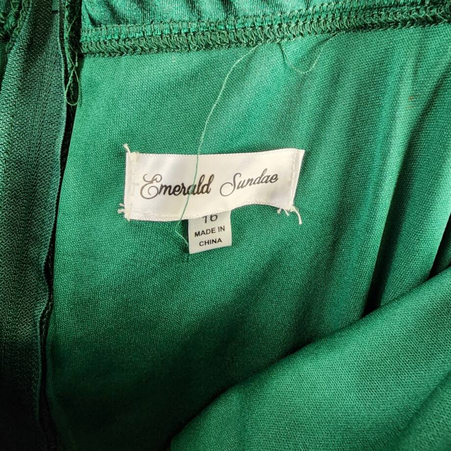 Emerald Sundae Trendy Plus Size Ruffled Midi Dress Women's 16 Hunter Back Zip