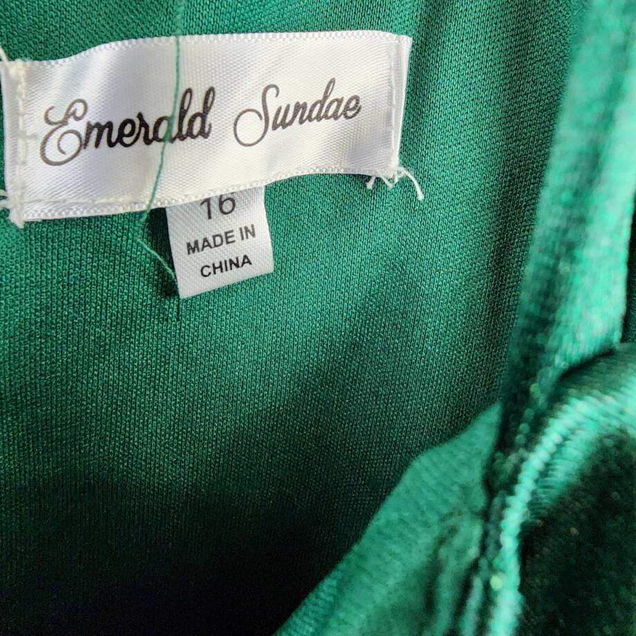 Emerald Sundae Trendy Plus Size Ruffled Midi Dress Women's 16 Hunter Back Zip
