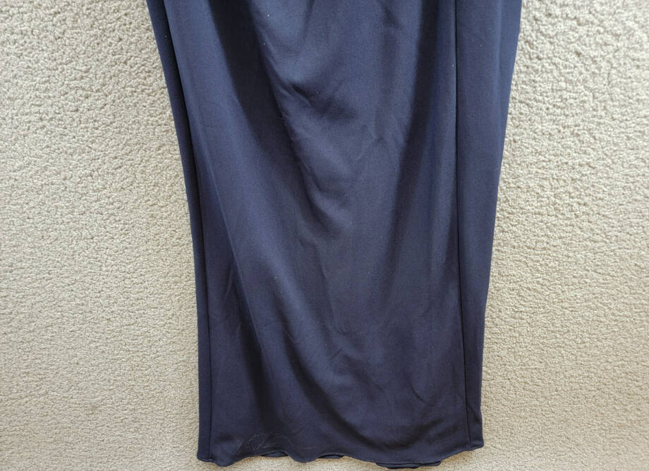XSCAPE Floral-Trim Off-The-Shoulder Gown Women's 16 Navy Pleat Back Zip Closure