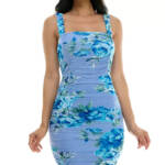 Emerald Sundae Floral Ruched Mesh Tank Dress Juniors' XS Blue Multi Pullover