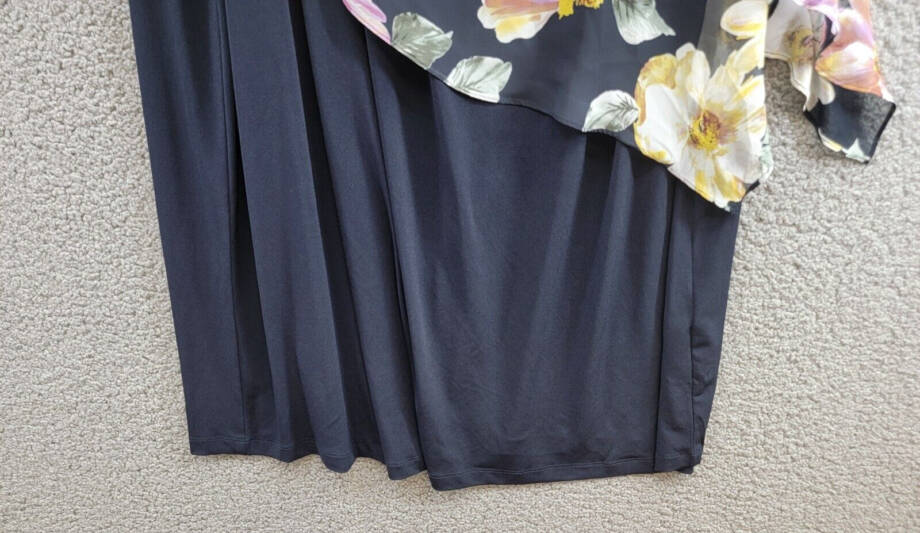 Connected Plus Size Floral Cape-Sleeve Dress Women's 24W Navy Multi Pullover