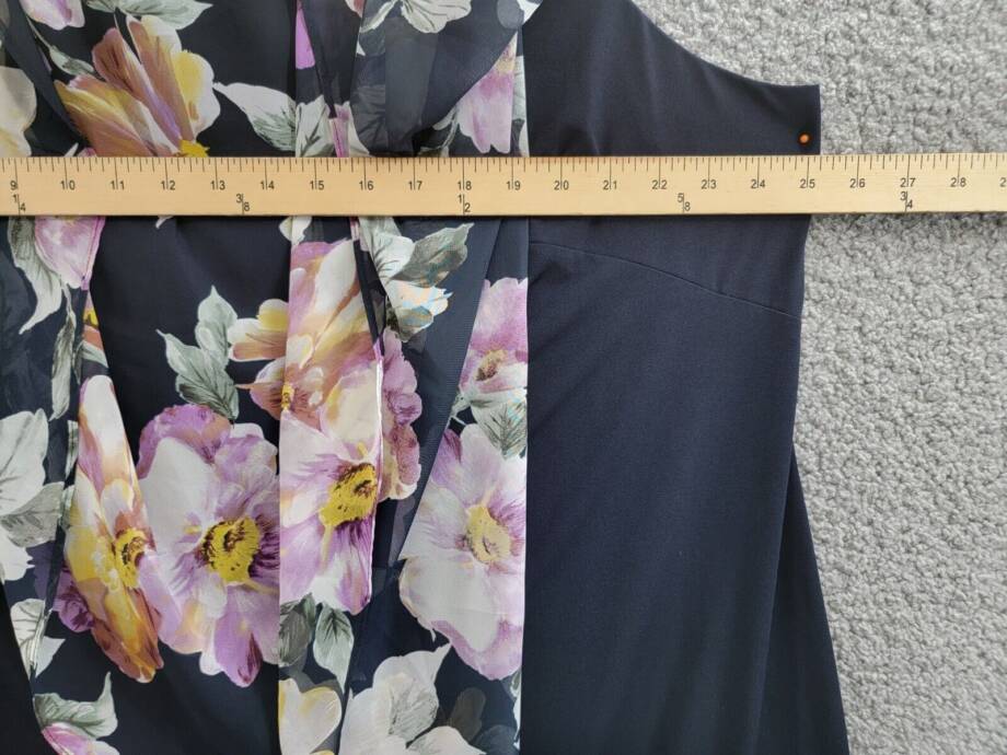 Connected Plus Size Floral Cape-Sleeve Dress Women's 24W Navy Multi Pullover