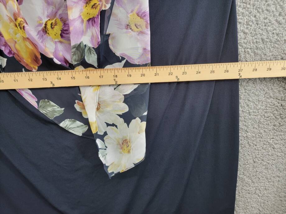 Connected Plus Size Floral Cape-Sleeve Dress Women's 24W Navy Multi Pullover