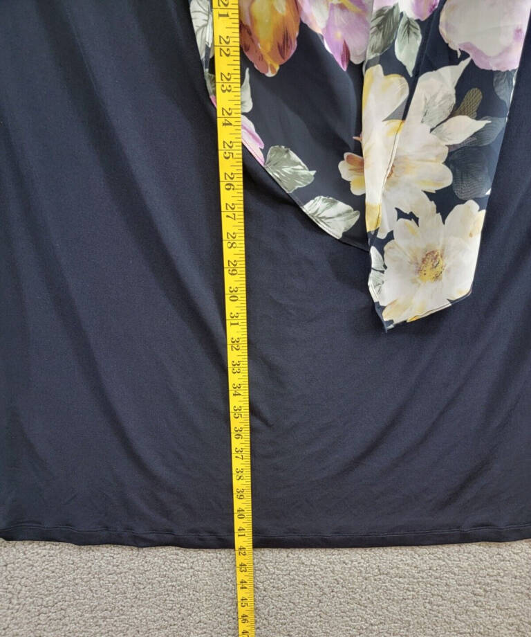 Connected Plus Size Floral Cape-Sleeve Dress Women's 24W Navy Multi Pullover