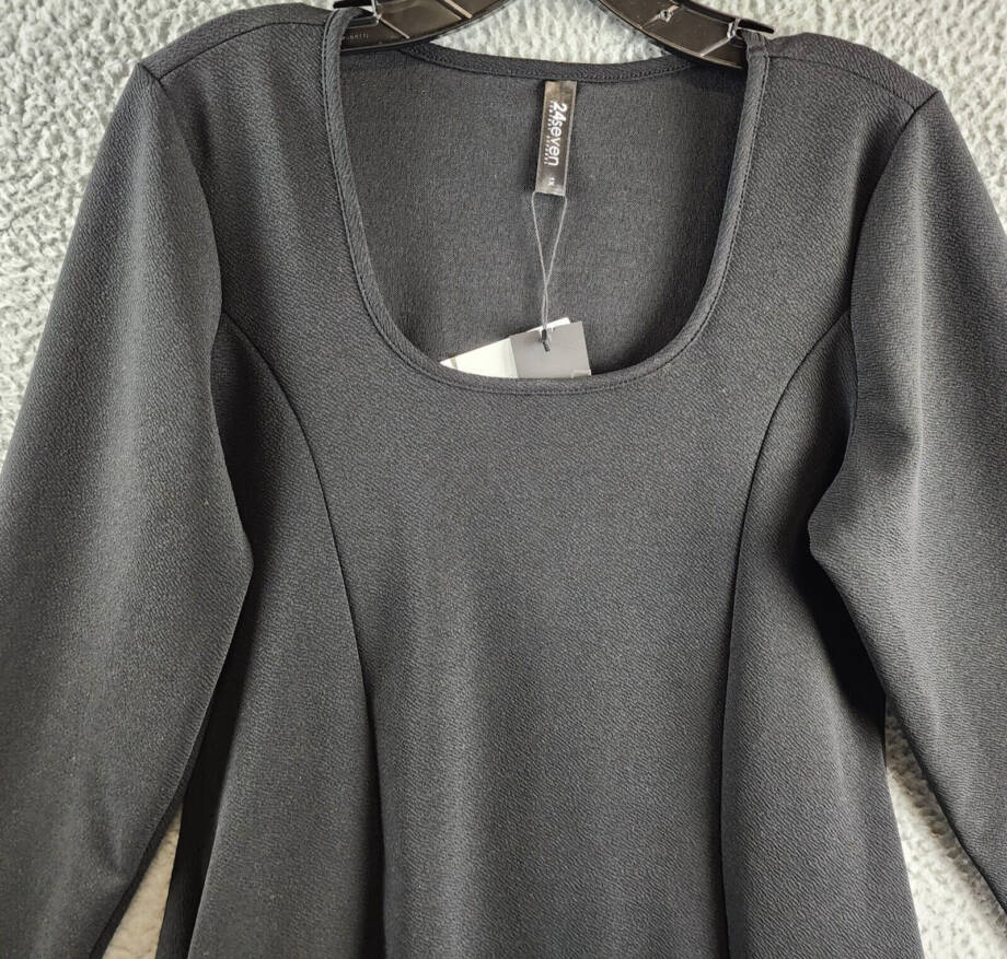 24seven Comfort Apparel Plus Size Long Sleeve Flared Dress Women's 1X Black~