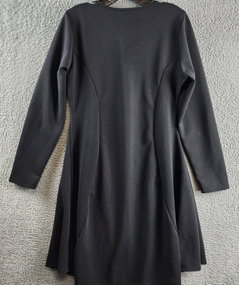24seven Comfort Apparel Plus Size Long Sleeve Flared Dress Women's 1X Black~