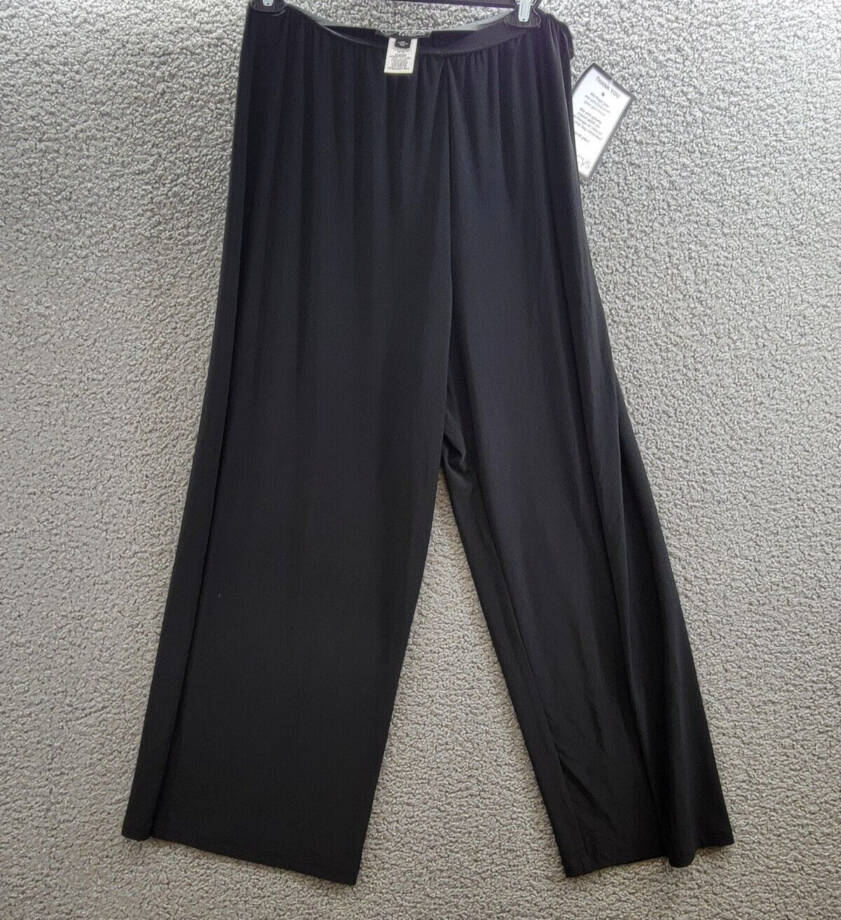 Alex Evenings Plus Size Matte Jersey Straight Leg Pants Women's 2X Black Pull On
