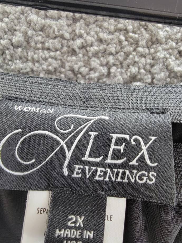 Alex Evenings Plus Size Matte Jersey Straight Leg Pants Women's 2X Black Pull On