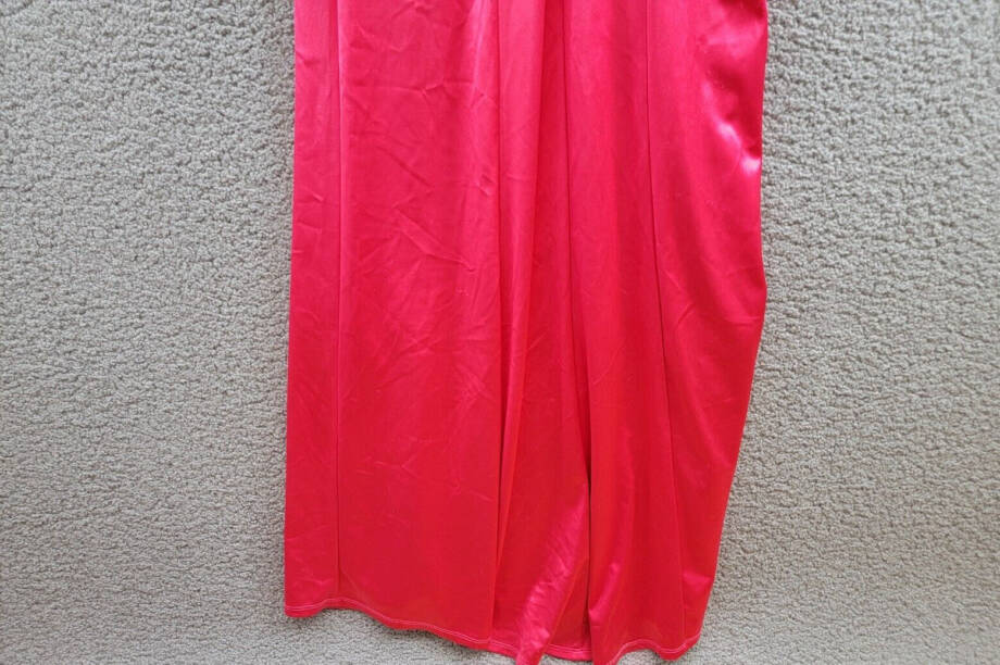 Emerald Sundae Notch-Neck Satin Leg-Slit Gown Juniors' S Neon Pink Back Zipped