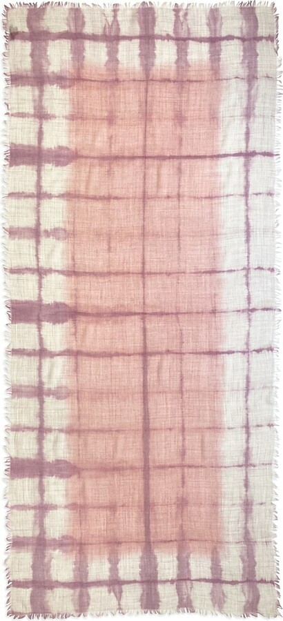 Gaynor Bongard Gas Tie Dye Wool Scarf Women's No Size Pink/Tan Fringe Hem