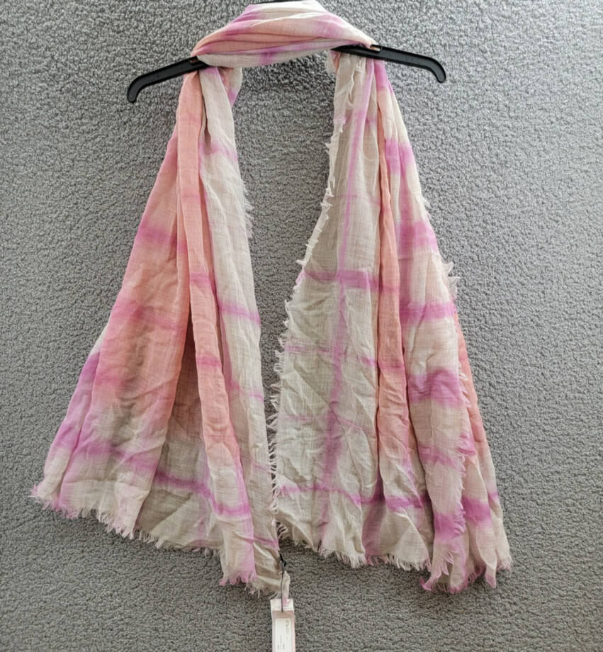 Gaynor Bongard Gas Tie Dye Wool Scarf Women's No Size Pink/Tan Fringe Hem