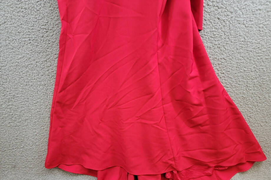 AQUA Strapless Scuba Bow Gown Women's 6 Red Solid Straight Neck Back Zip Closure