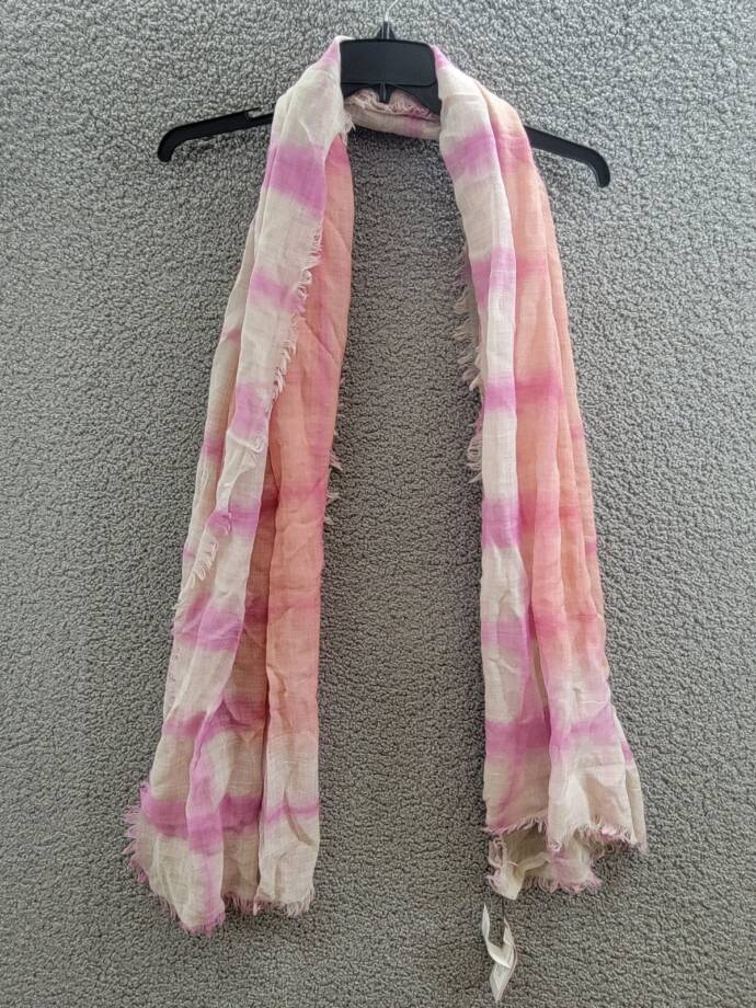 Gaynor Bongard Gas Tie Dye Wool Scarf Women's No Size Pink/Tan Fringe Hem