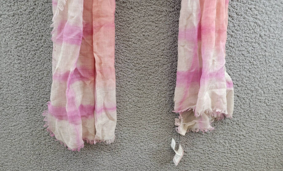 Gaynor Bongard Gas Tie Dye Wool Scarf Women's No Size Pink/Tan Fringe Hem