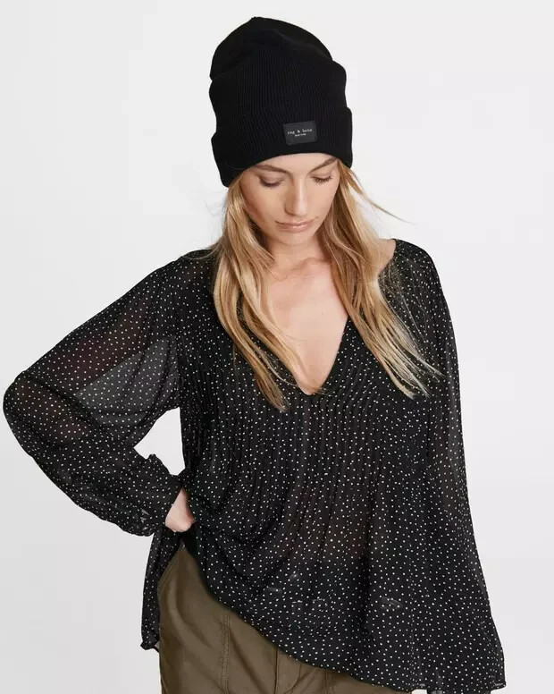 rag & bone Addison Wool Blend Beanie Men's One Size Black