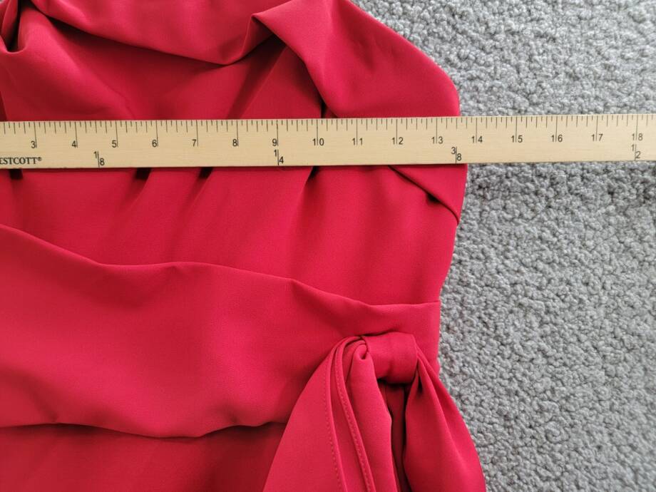 AQUA Strapless Scuba Bow Gown Women's 6 Red Solid Straight Neck Back Zip Closure