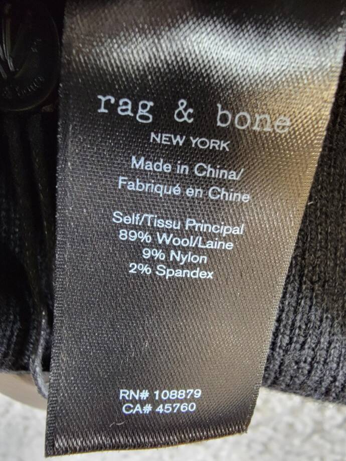 rag & bone Addison Wool Blend Beanie Men's One Size Black