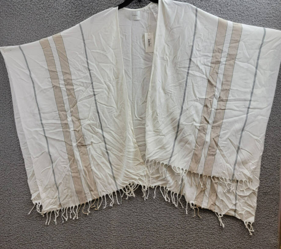 Vince Summer Cashmere Blend Stripe Cape Women's One Size White Multi
