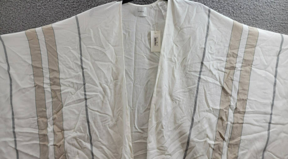 Vince Summer Cashmere Blend Stripe Cape Women's One Size White Multi