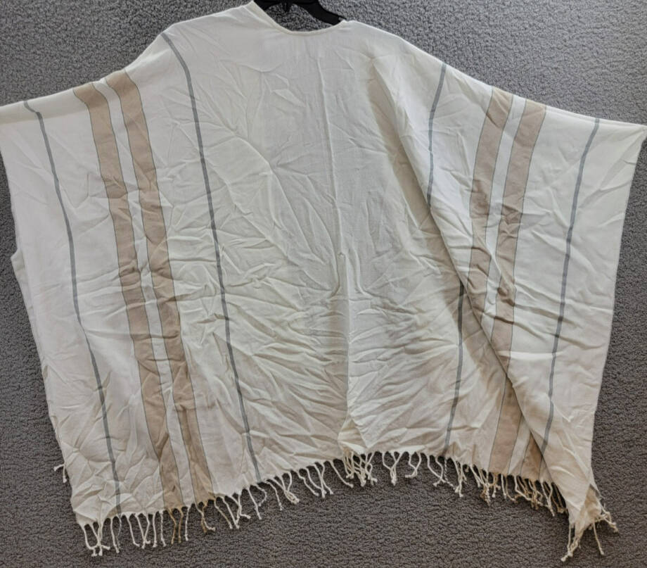Vince Summer Cashmere Blend Stripe Cape Women's One Size White Multi