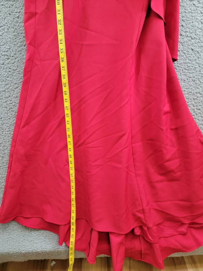 AQUA Strapless Scuba Bow Gown Women's 6 Red Solid Straight Neck Back Zip Closure