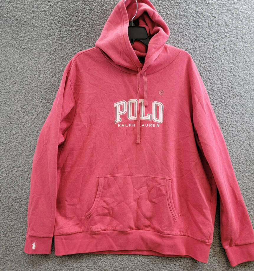 Polo Ralph Lauren Logo Fleece Hoodie Men's XXL Light Red Kangaroo Pockets L/S