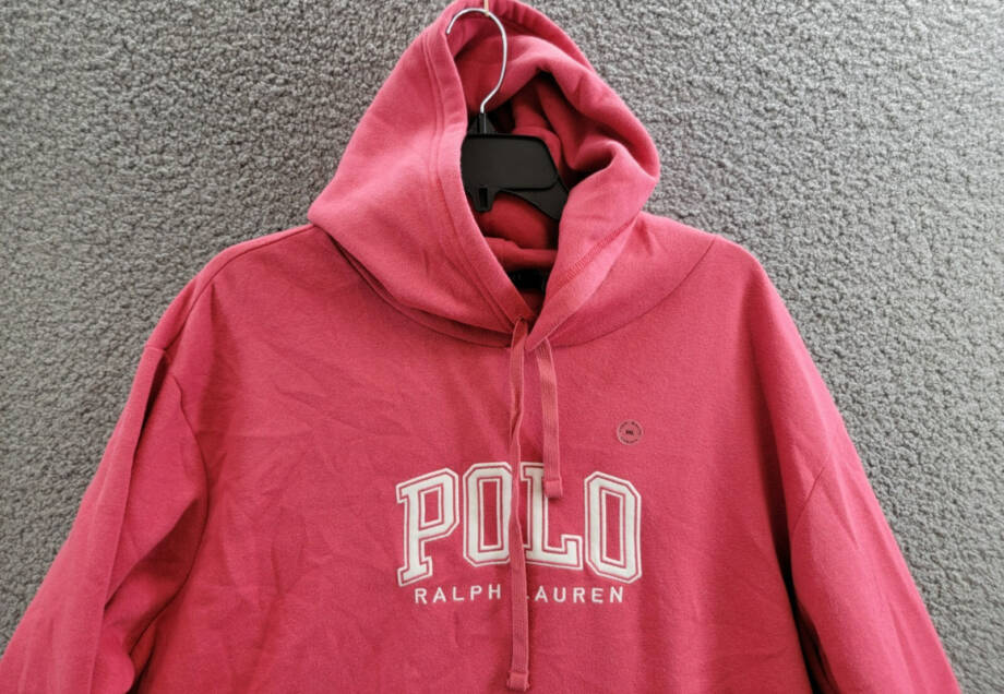Polo Ralph Lauren Logo Fleece Hoodie Men's XXL Light Red Kangaroo Pockets L/S
