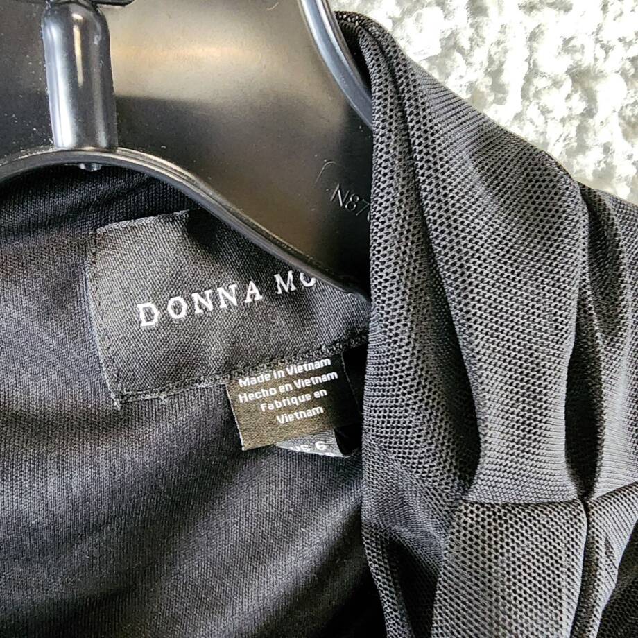 Donna Morgan Asymmetric Neck Side Pleat Maxi Dress Women's 6 Black Side Zipped