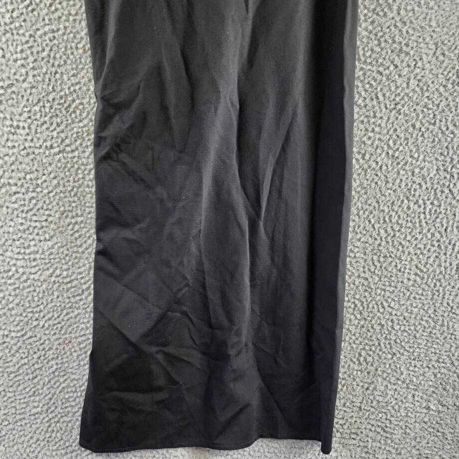 Another Mode Side Slit Rose Applique Skirt Women's L Black Ruched Elastic Waist
