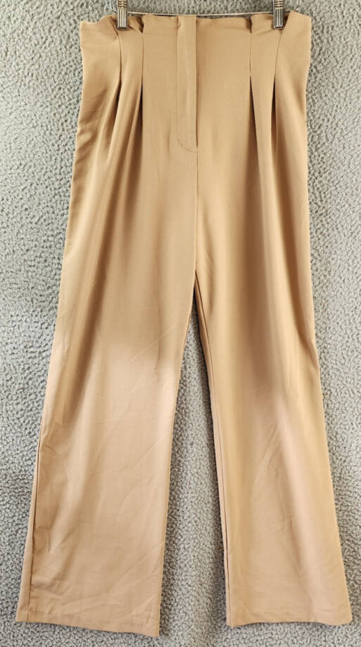 AQUA Pleated-Waist Wide-Leg Pants Women's M Coco Elastic Waist Zipper Closure~